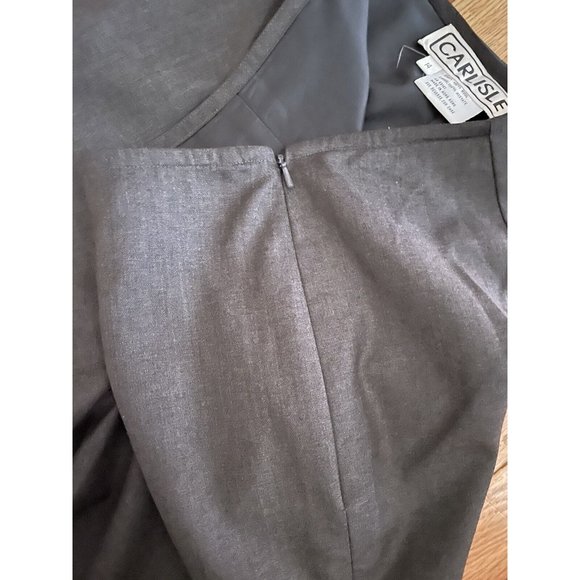 CARLISLE Gray‎ Side-Zip Wool Dress Pants High Waist Straight-Leg Size 14 - Picture 5 of 5